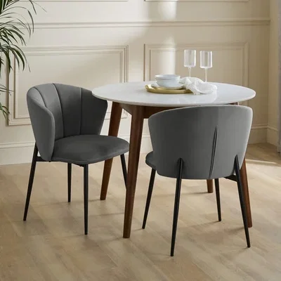 Dunelm Kiley Dining Chair with Black Legs, Velvet