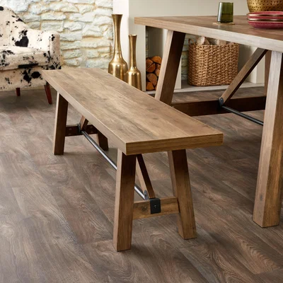 Dunelm Fulton Trestle 3 Seater Dining Bench Pine