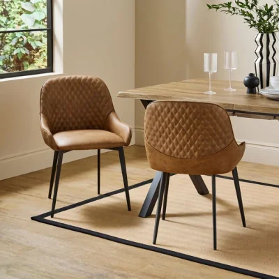 Dunelm Hudson Set of 2 Dining Chairs, Faux Leather