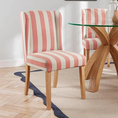 Dunelm Oswald Dining Chair, Striped Print Coral