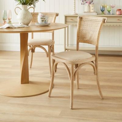 Dunelm Florine Dining Chair, Natural Stripe Fabric