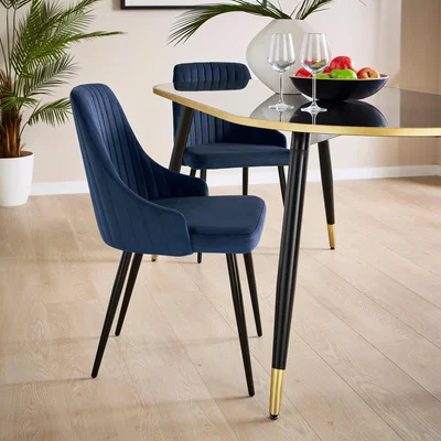 Dunelm Shea Set of 2 Dining Chairs, Velvet