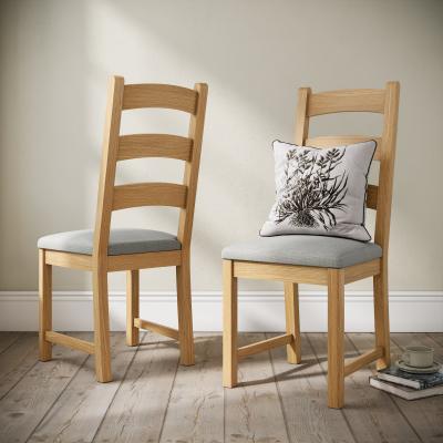 Dunelm Normandy Ladder Dining Chair, Oak Oak