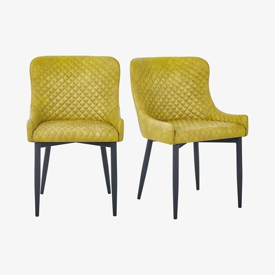 Dunelm Montreal Set of 2 Dining Chairs Olive PU Leather Olive (Green)
