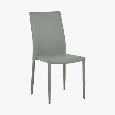 Dunelm Axel Set of 2 Dining Chairs Grey PU Leather Grey