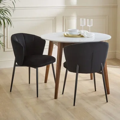 Dunelm Kiley Dining Chair with Black Legs, Velvet