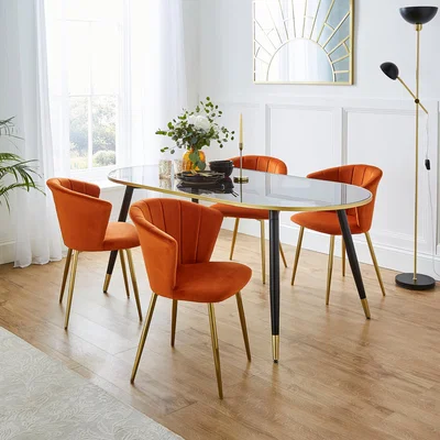 Dunelm Kendall Dining Chair, Velvet Orange