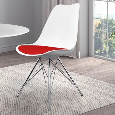 Dunelm Fusion Living Soho White Plastic Dining Chair Red