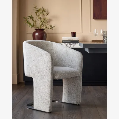 Danetti Leighton grey fabric black steel cantilever dining chair