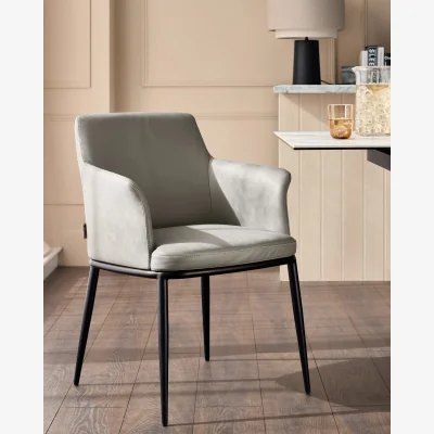 Danetti Logan light grey leather dining chair