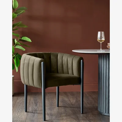 Danetti Cole olive green plush fabric dining chair