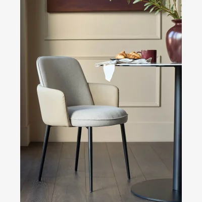 Danetti Wren natural fabric and natural faux leather dining chair