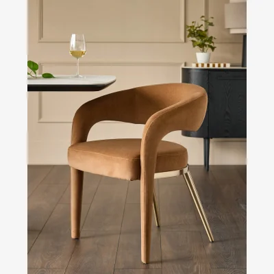 Danetti Rhett caramel plush fabric dining chair