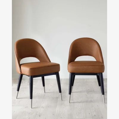 Danetti Clover Tan Faux Leather Dining Chair