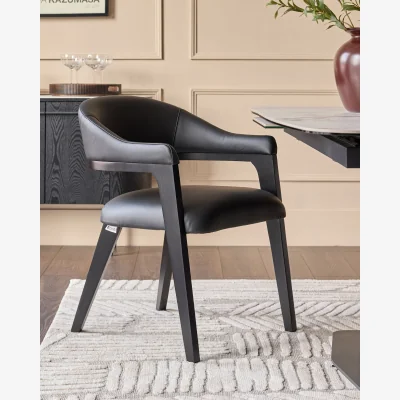 Danetti Dylan black leather dining chair