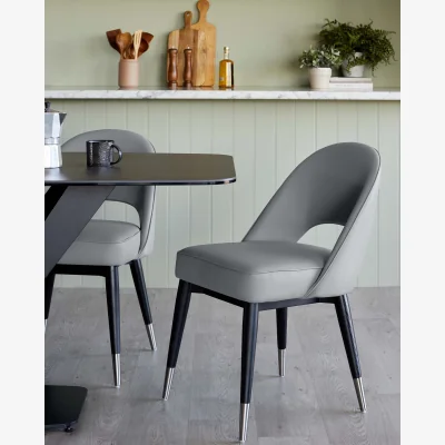 Danetti Clover Mid Grey Faux Leather Dining Chair