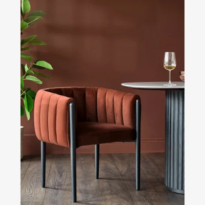 Danetti Cole toffee red plush fabric dining chair