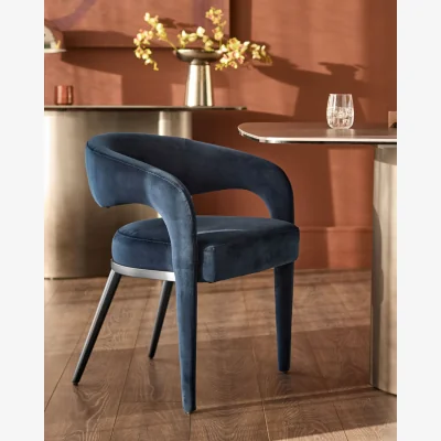 Danetti Rhett dark navy velvet dining chair