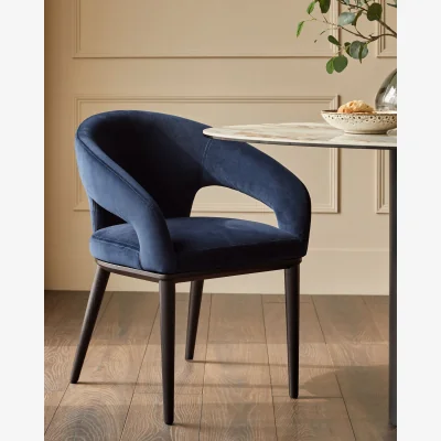 Danetti Heath navy recycled velvet dining chair