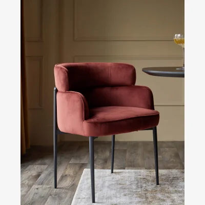 Danetti Felix toffee red velvet dining chair