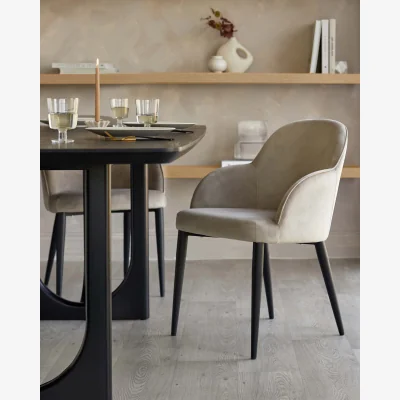 Danetti Lani Champagne Velvet Black Metal Dining Chair