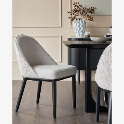 Danetti Scarlett cream boucle and natural grey chenille dining chair