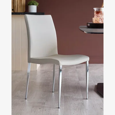 Danetti Elise Light Grey Faux Leather And Chrome Dining Chair