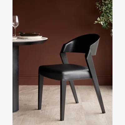 Danetti Enzo black leather dining chair