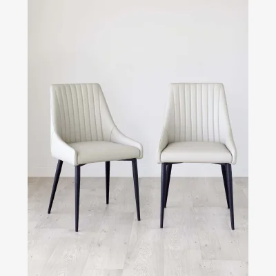 Danetti Blakely Light Grey Faux Leather Dining Chair