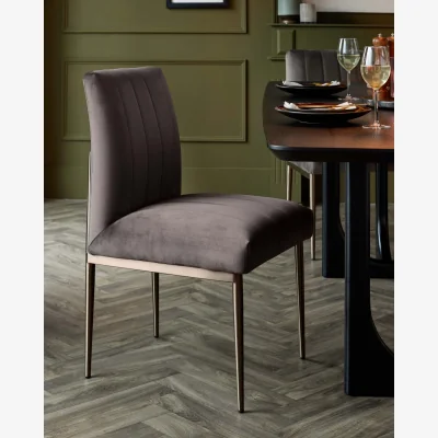 Danetti Kendra Brushed Bronze Dining Chair Mocha Velvet