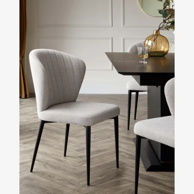 Danetti Harper Light Grey Boucle Black Metal Dining Chair