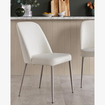 Danetti Deco White Real Leather Dining Chair