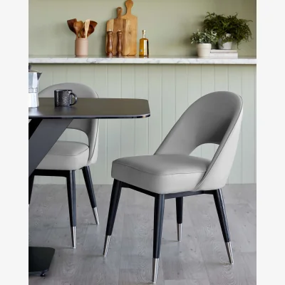 Danetti Clover Light Grey Faux Leather Dining Chair
