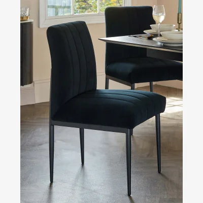 Danetti Kendra Black Metal Dining Chair Black Classic Velvet