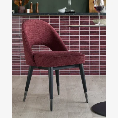Danetti Clover berry red chunky fabric dining chair