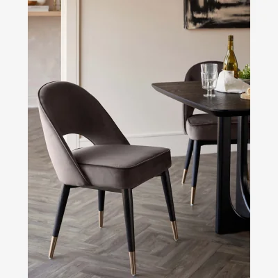Danetti Clover Mocha Velvet Dining Chair With Bronze Legs