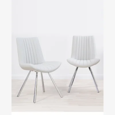 Danetti Petra Light Grey Quilted Faux Leather Dining Chair