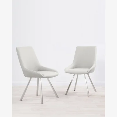 Danetti Theo Light Grey Faux Leather Dining Chair