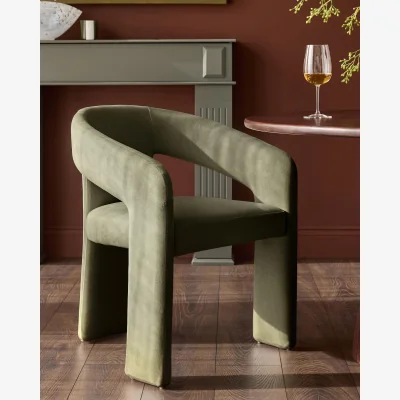 Danetti Asher olive green plush fabric dining chair