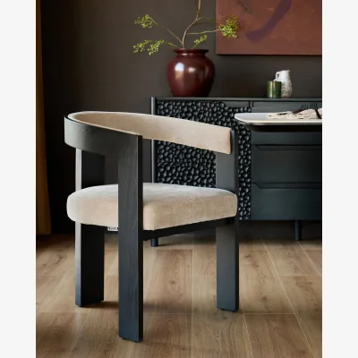 Danetti Garcia champagne chenille black wood dining chair