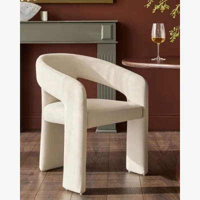 Danetti Asher cream plush fabric dining chair