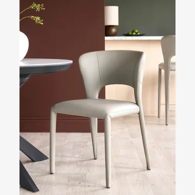 Danetti Jackson light grey leather dining chair