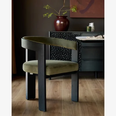 Danetti Garcia olive green velvet black wood dining chair