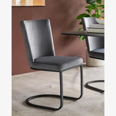 Danetti Form Dark Grey Velvet Dining Chair