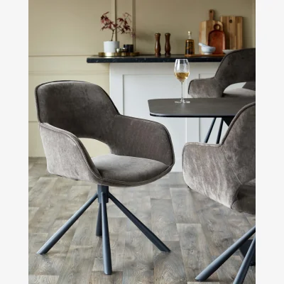 Danetti Marlow mocha fabric swivel dining chair