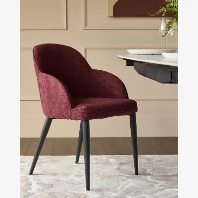 Danetti Lani berry red chunky fabric dining chair