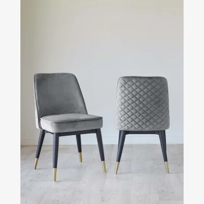 Danetti Mae Dark Grey Velvet Dining Chair