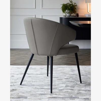 Danetti Landon Dark Grey Real Leather Dining Chair