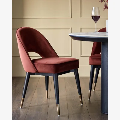 Danetti Clover toffee red velvet dining chair