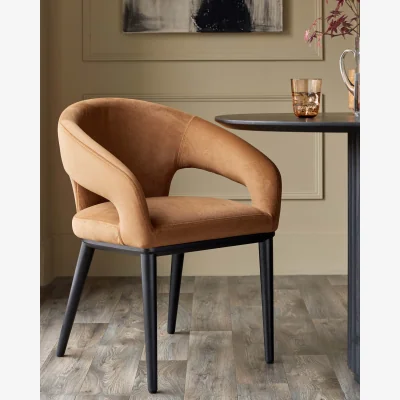 Danetti Heath caramel plush fabric dining chair
